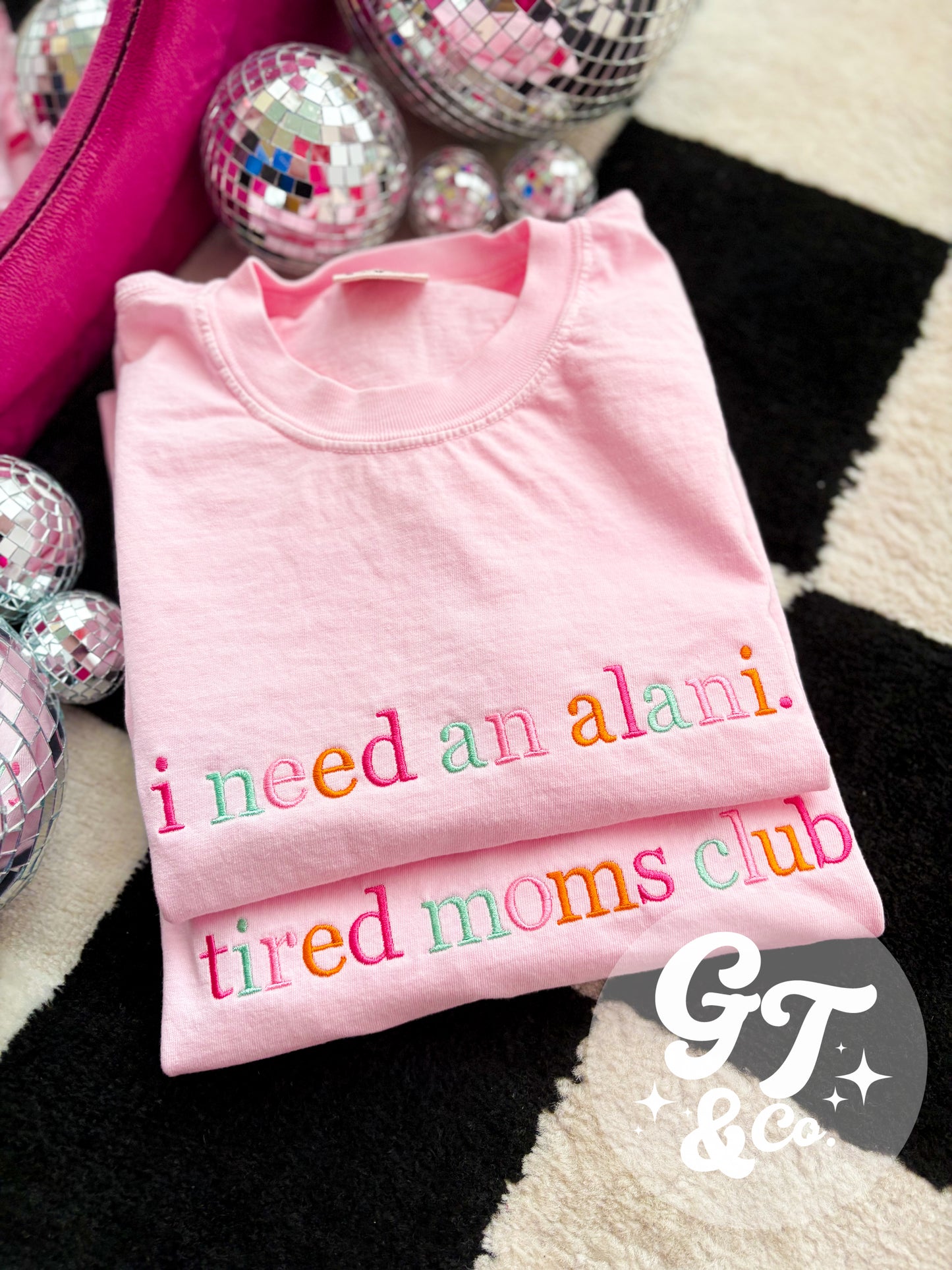 Custom Saying Rainbow Embroidered Tee