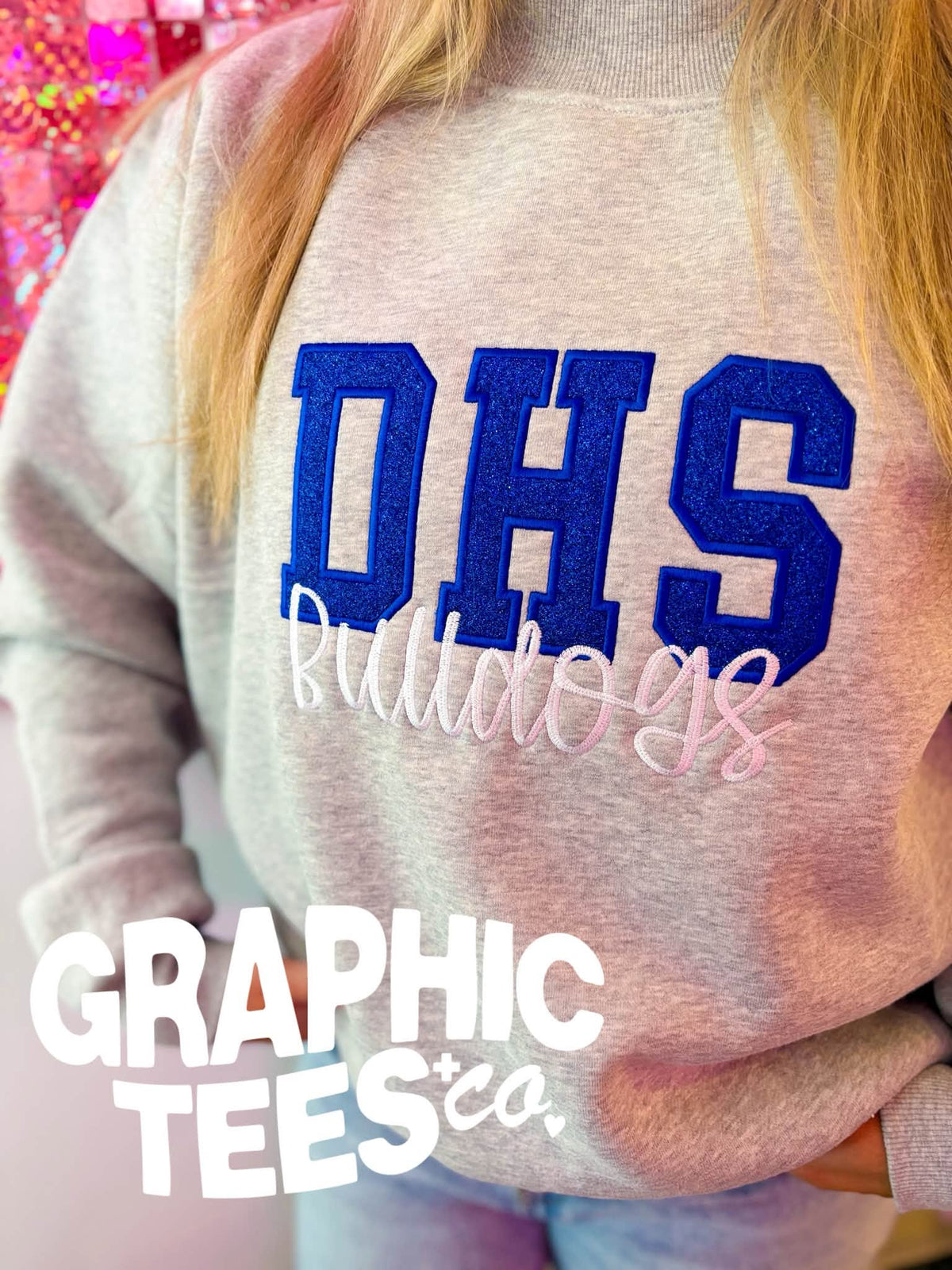 DHS Glitter Mockneck Embroidered Sweatshirt