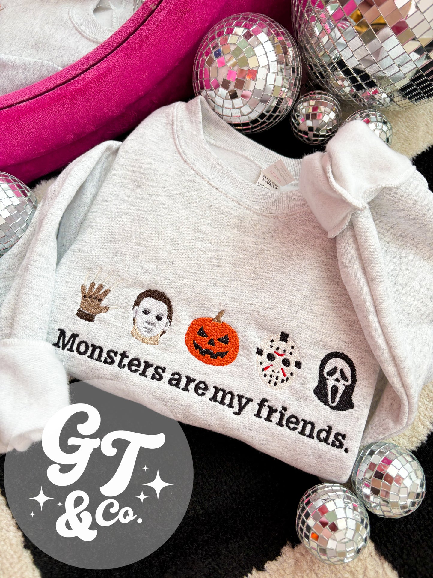 Monsters Are My Friends Embroidered Crewneck