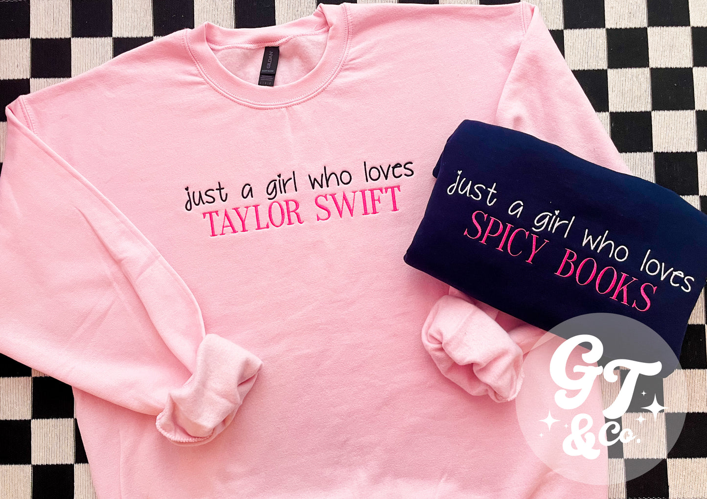 Custom Just A Girl Embroidered Crewneck *MADE TO ORDER 10-15 BIZ DAYS*