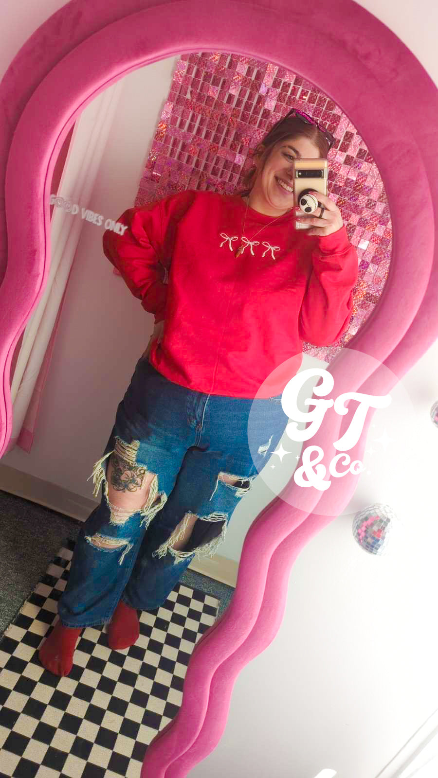 Dainty Bow Embroidered Crewneck