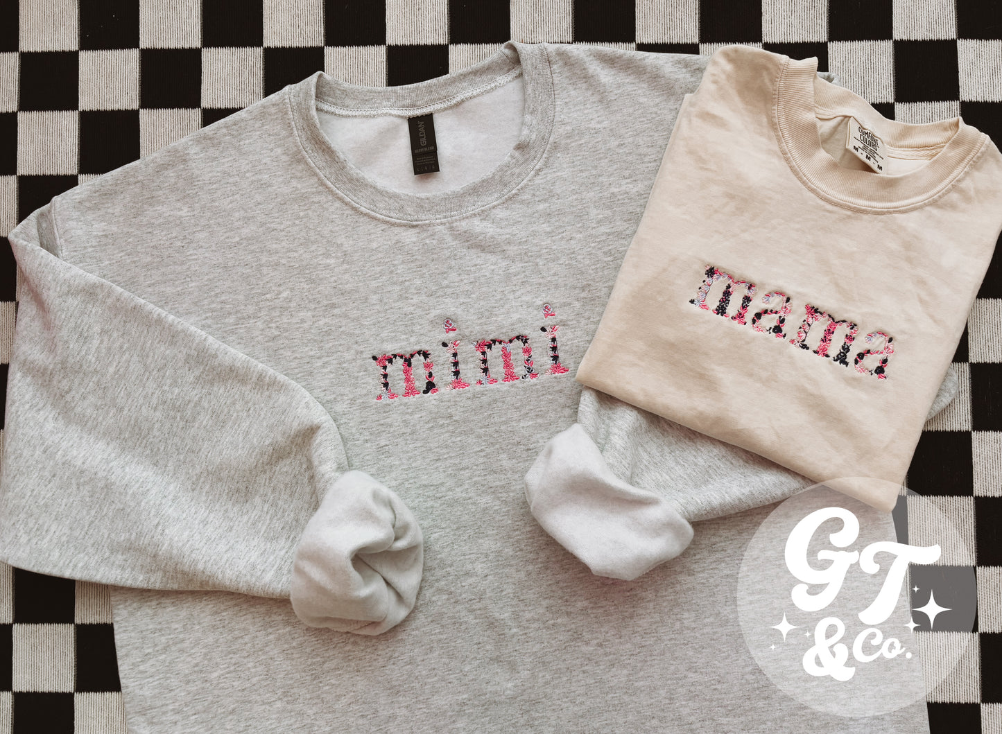 Custom Floral Font Tee + Crew *MADE TO ORDER 10-15 BIZ DAYS*