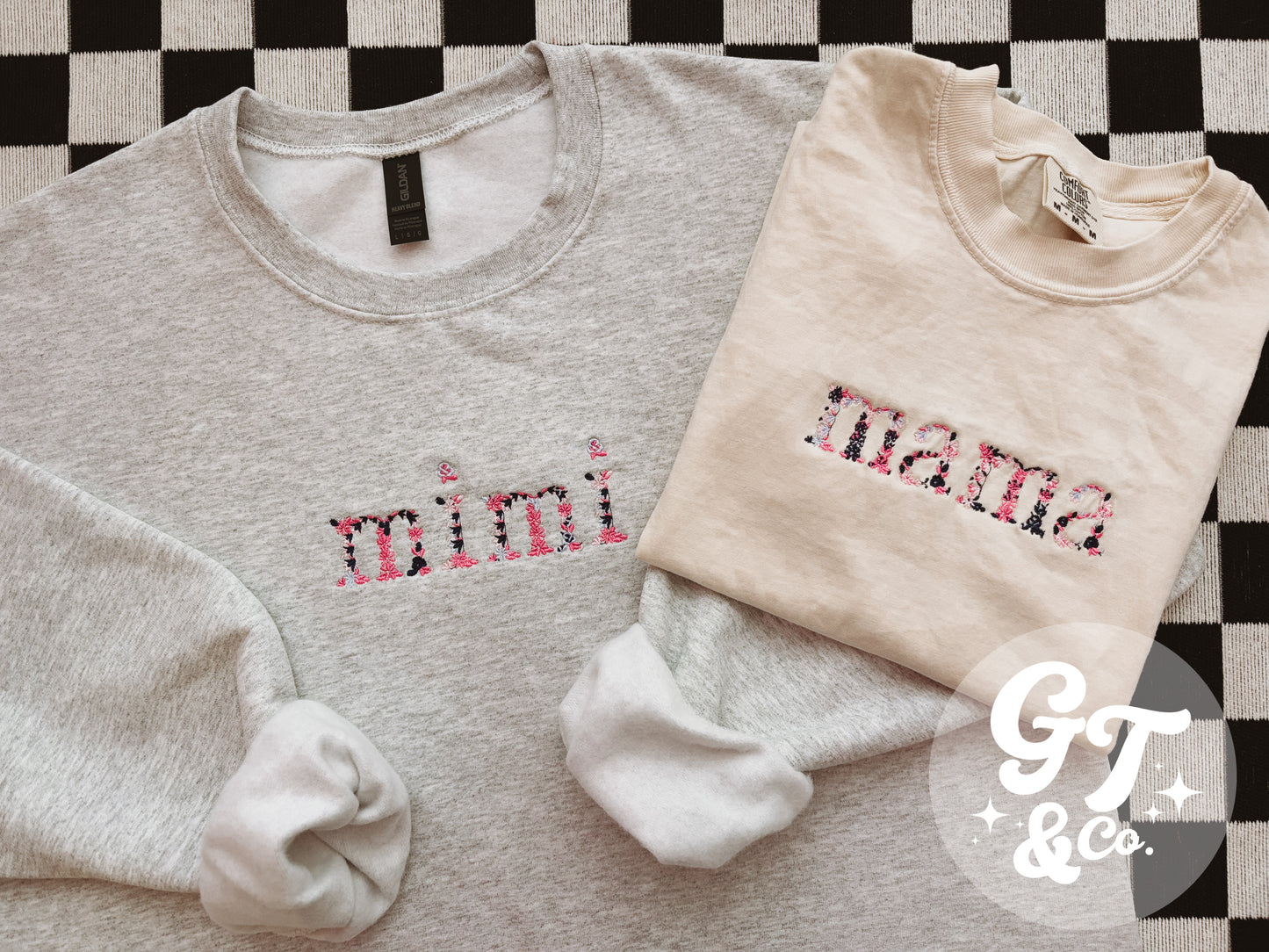 Custom Floral Font Tee + Crew *MADE TO ORDER 10-15 BIZ DAYS*