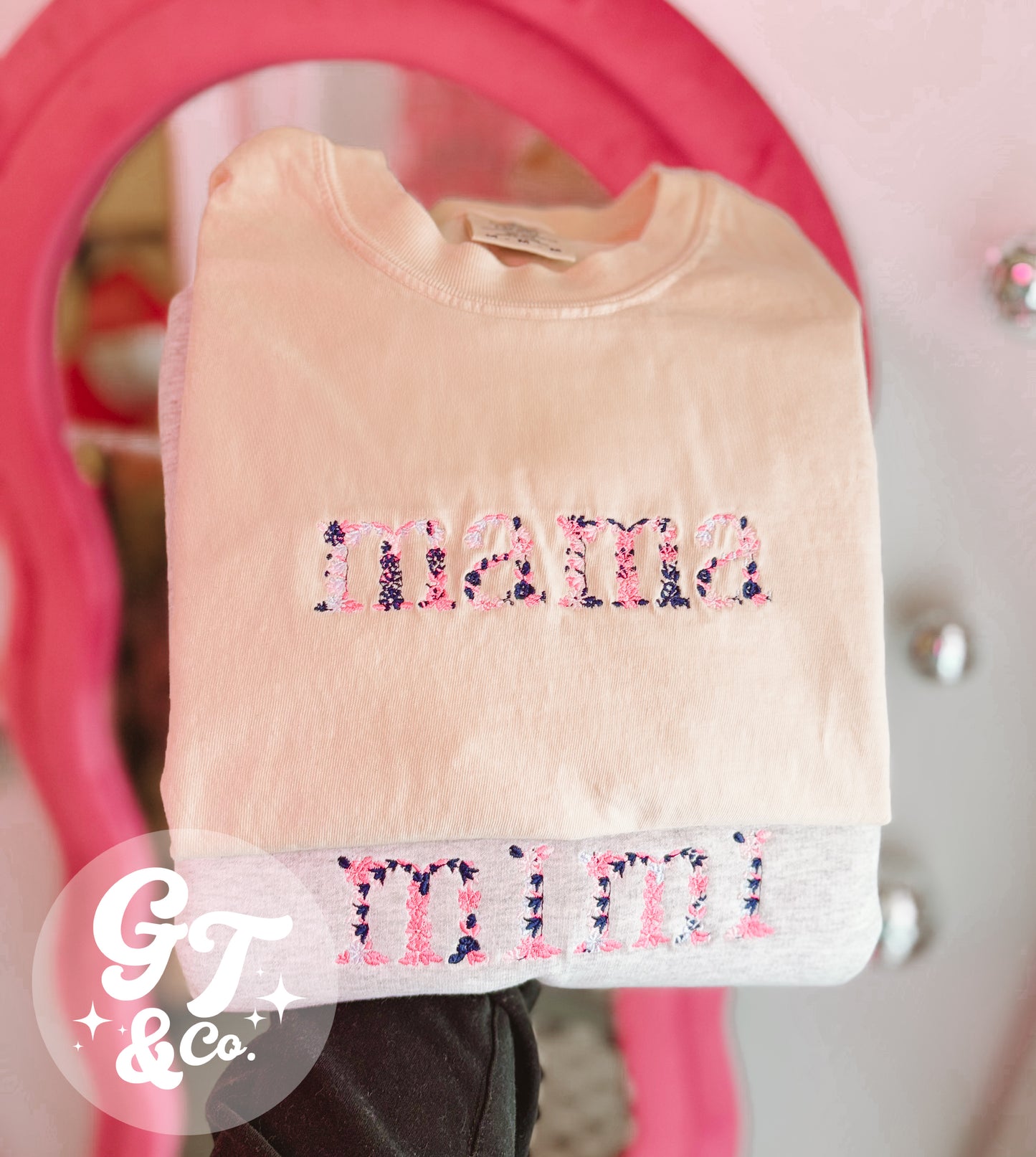 Custom Floral Font Tee + Crew *MADE TO ORDER 10-15 BIZ DAYS*