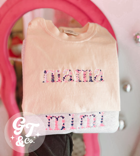 Custom Floral Font Tee + Crew *MADE TO ORDER 10-15 BIZ DAYS*