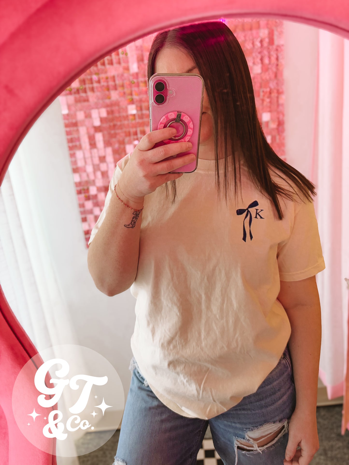 Initial Bow Tee *MADE TO ORDER 10-15 BIZ DAYS*