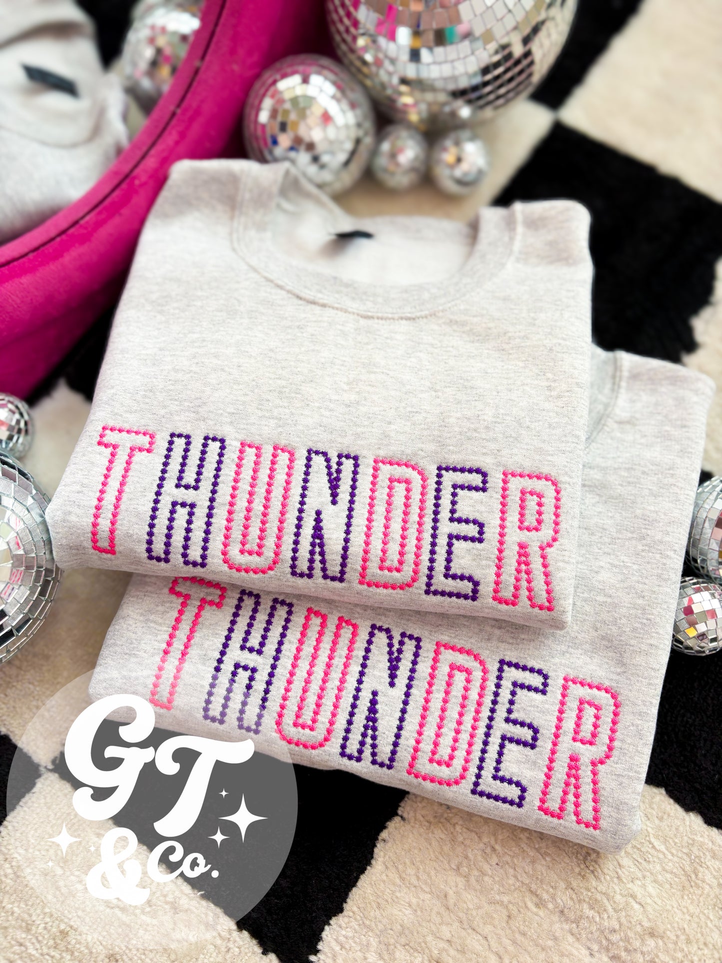 Thunder Embroidered Polka Dot Crewneck