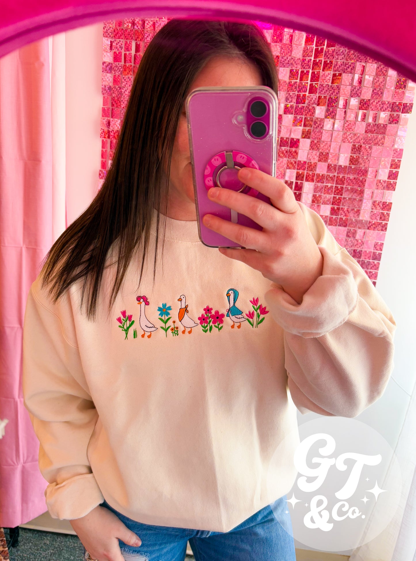 Spring Goose Embroidered Crewneck *MADE TO ORDER 10-15 BIZ DAYS*