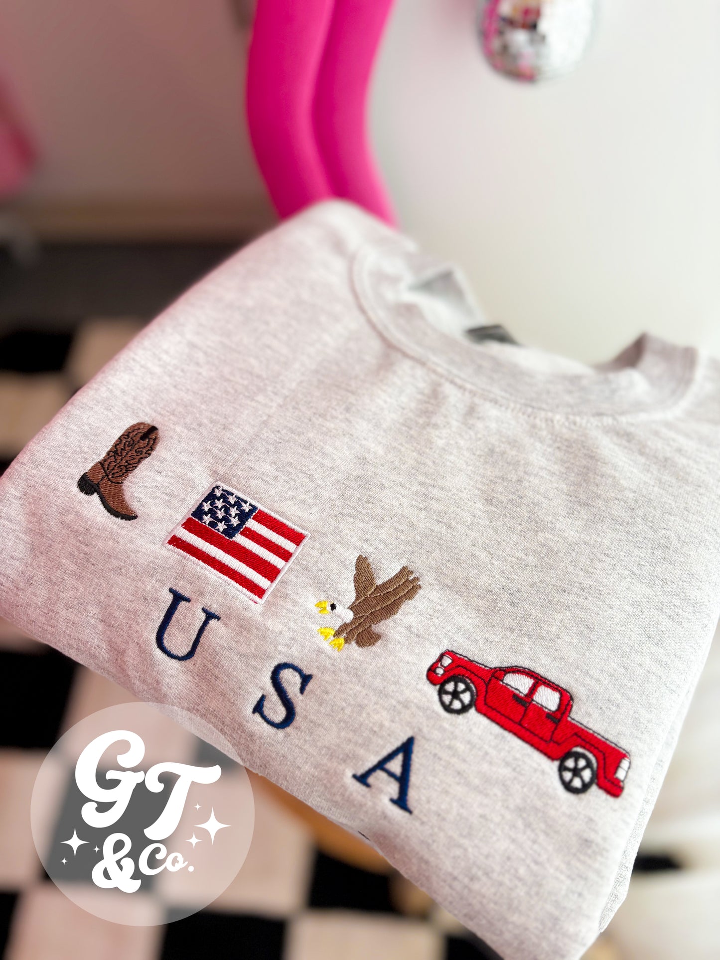 USA Icon Embroidered Crewneck