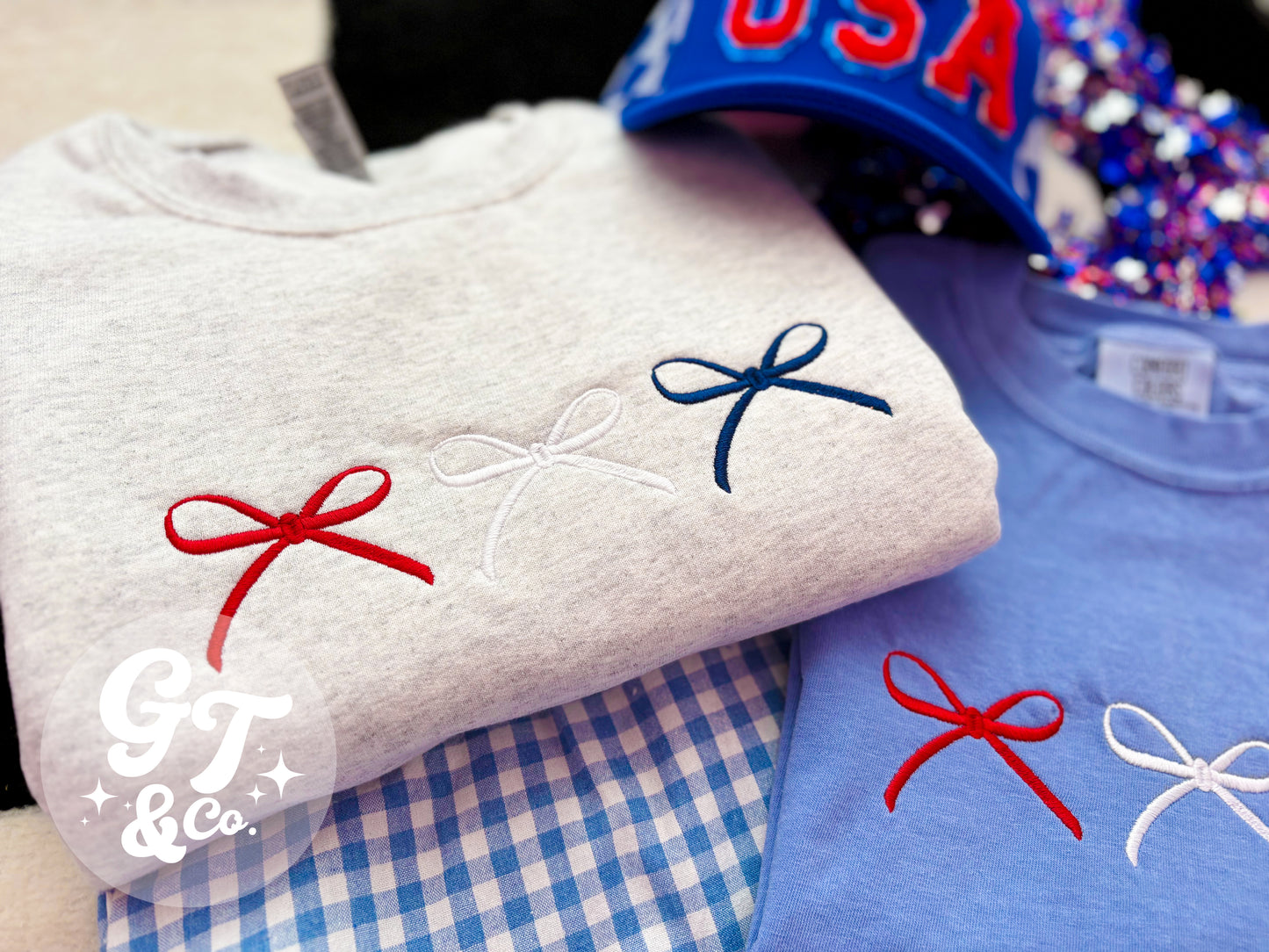 USA Dainty Bow Crew + Tee *MADE TO ORDER 10-15 BIZ DAYS*