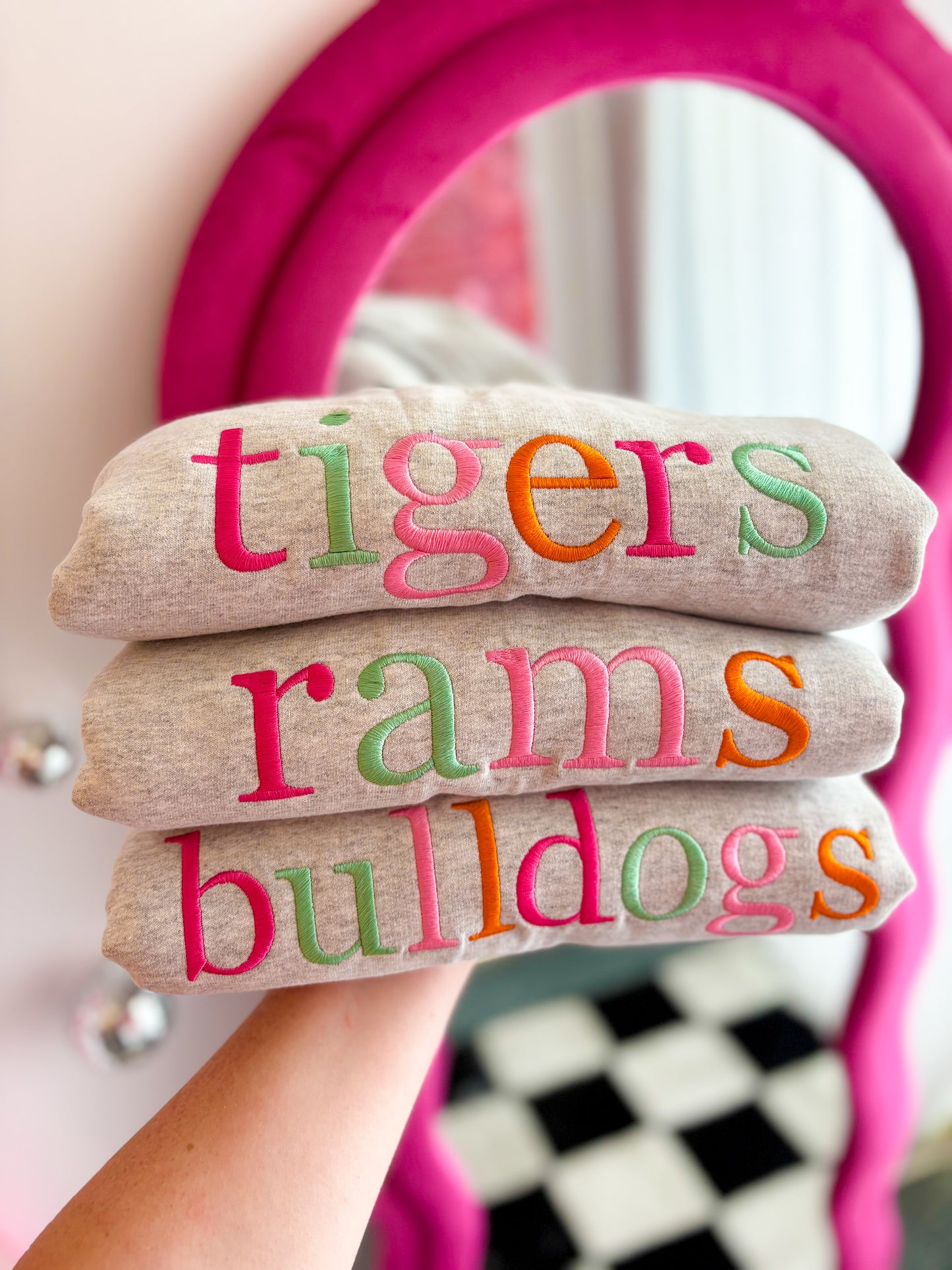 Custom Mascot Rainbow Embroidered Crewneck *MADE TO ORDER 10-15 BIZ DAYS*