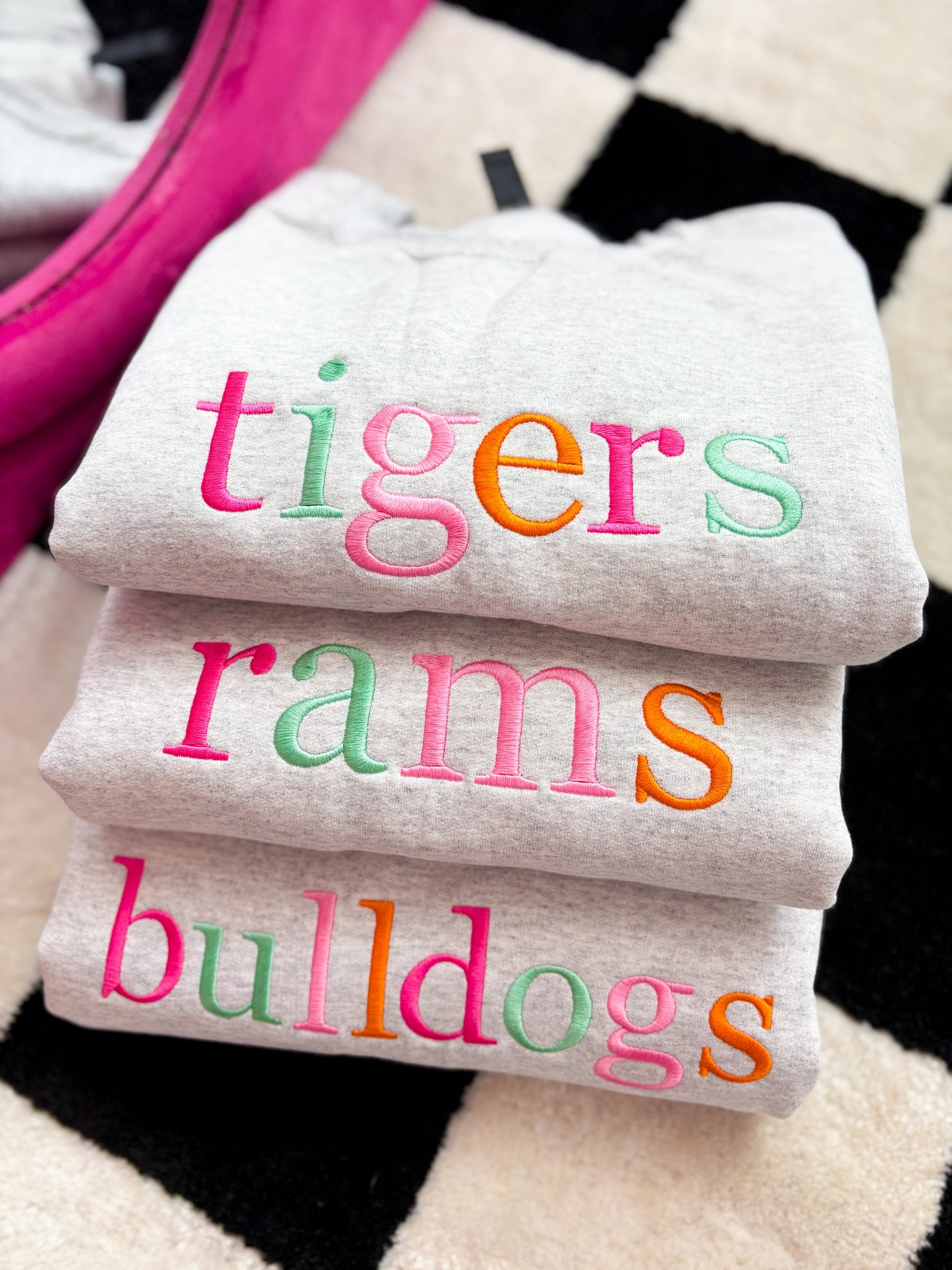 Custom Mascot Rainbow Embroidered Crewneck *MADE TO ORDER 10-15 BIZ DAYS*