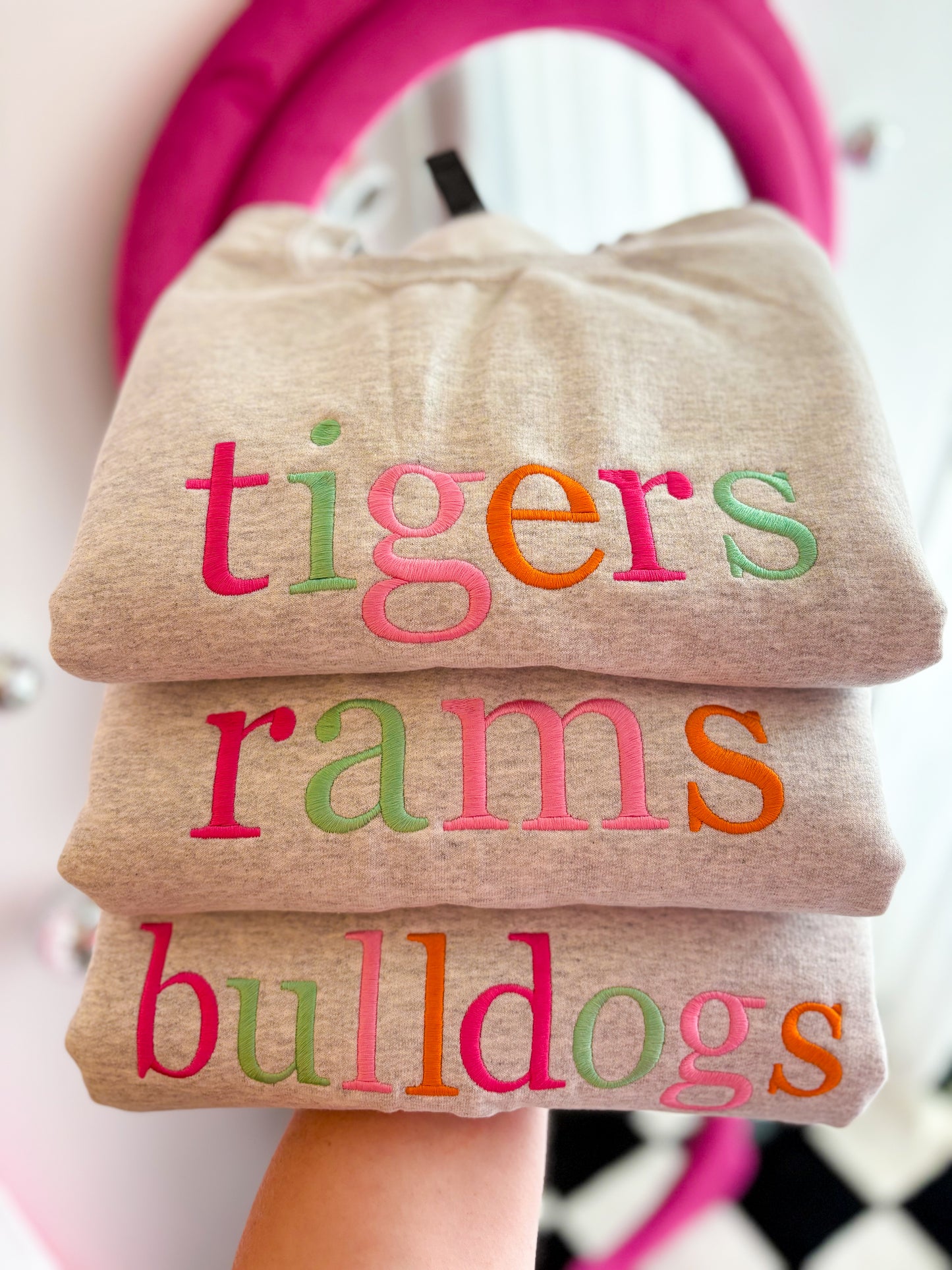 Custom Mascot Rainbow Embroidered Crewneck *MADE TO ORDER 10-15 BIZ DAYS*