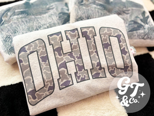 Camo Ohio Crewneck *MADE TO ORDER 10-15 BIZ DAYS*