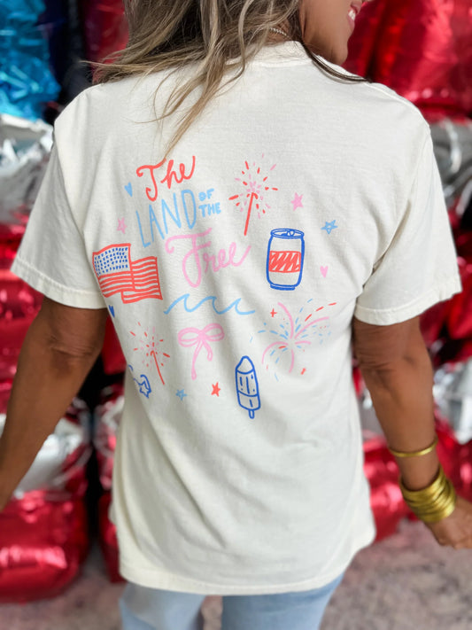 Land Of The Free Doodle Tee *PRE ORDER*