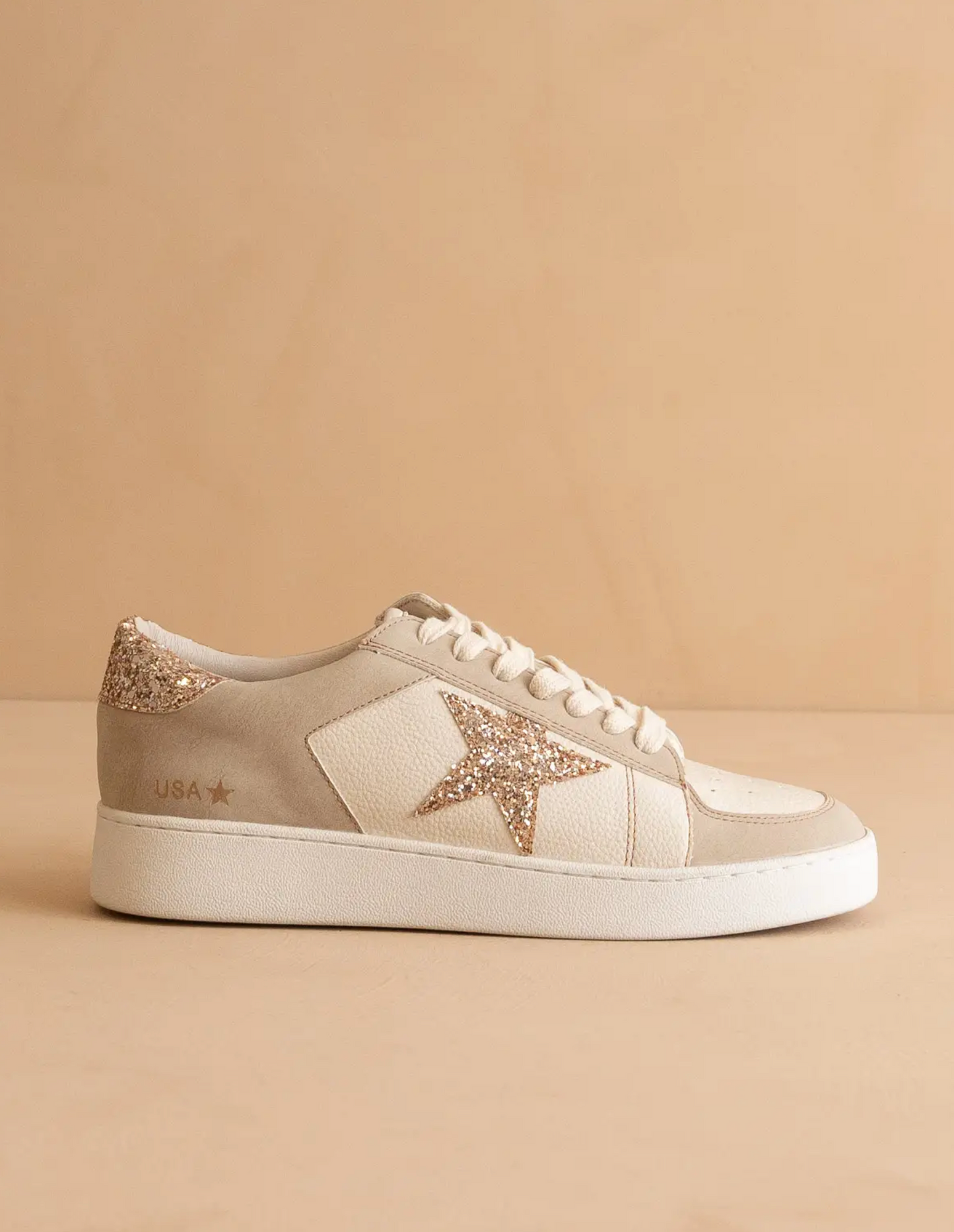 Beige Glitter Star Sneaker *READY TO SHIP 1-3 BIZ DAYS*