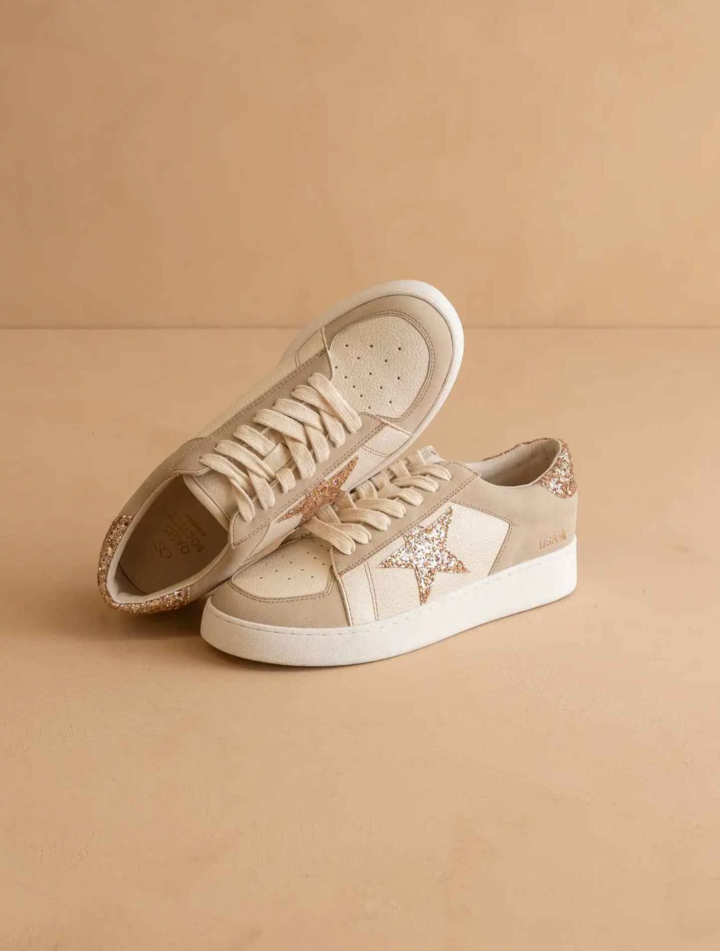 Beige Glitter Star Sneaker *READY TO SHIP 1-3 BIZ DAYS*