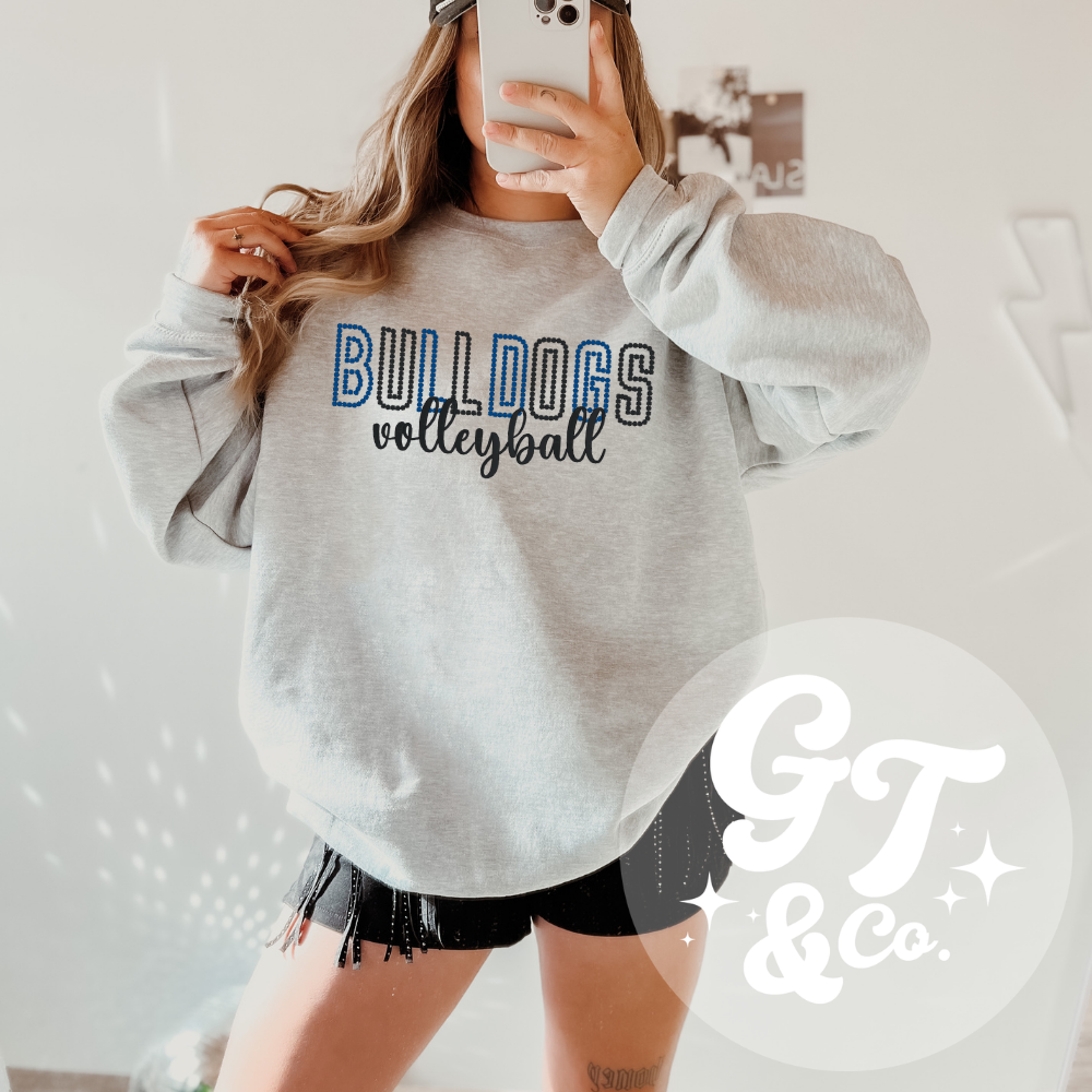 Polka Dot Bulldog Volleyball Embroidered Crewneck