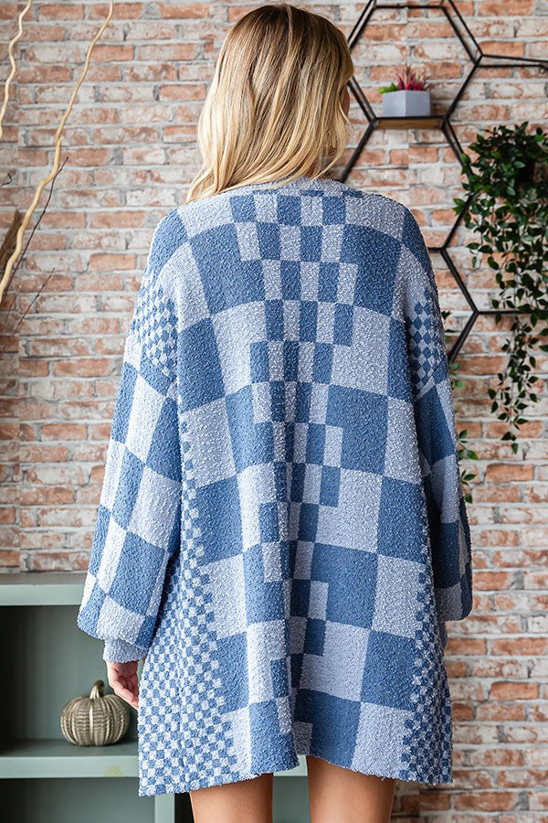 Checkered Dust Open Cardigan
