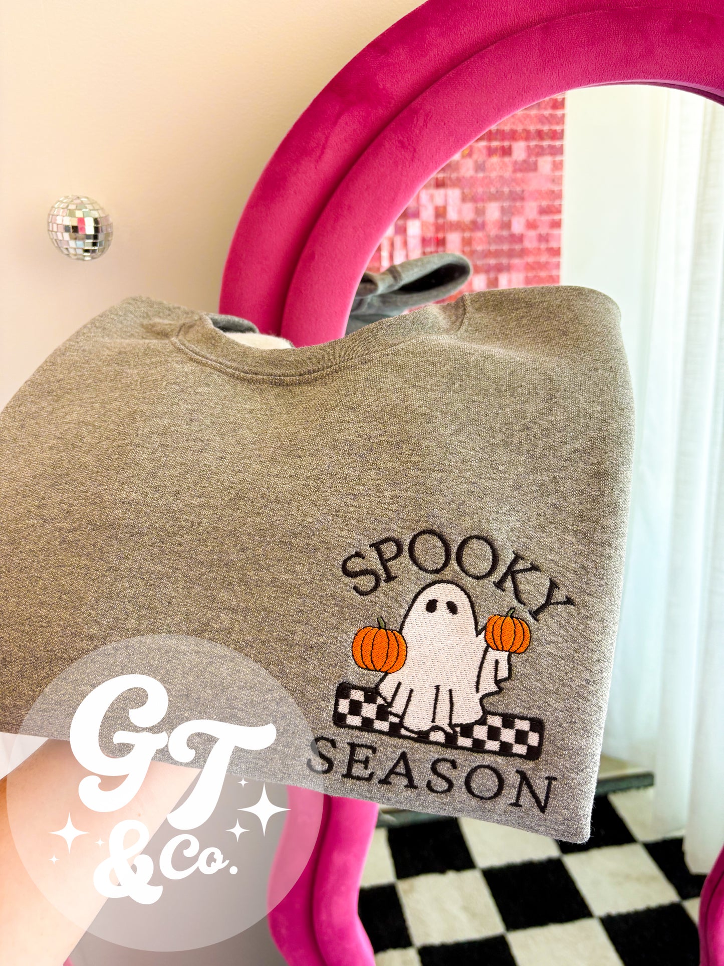 Spooky Season Embroidered Ghost Crewneck