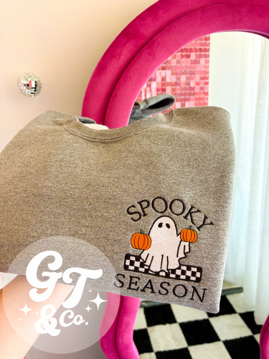 Spooky Season Embroidered Ghost Crewneck