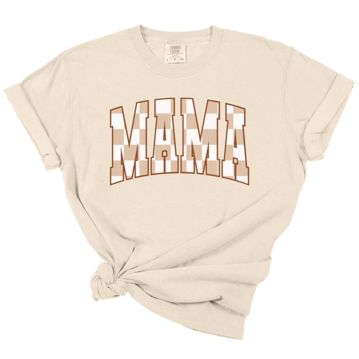 Mama Neutral Checkered Tee *MADE TO ORDER*