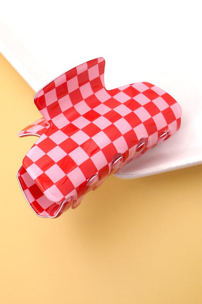 Valentine Checkered Claw Clip