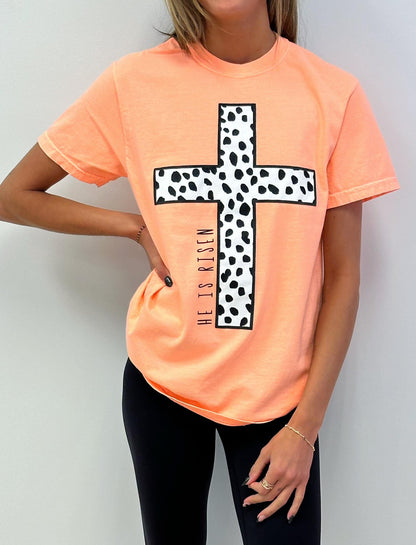 He Is Risen Dotted Cross Tee