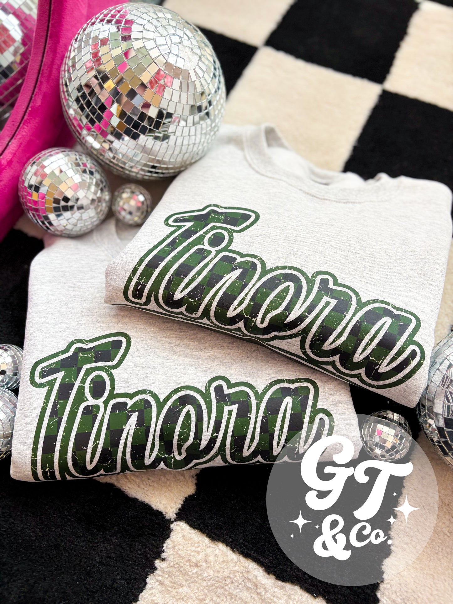 School Checkered Crewneck