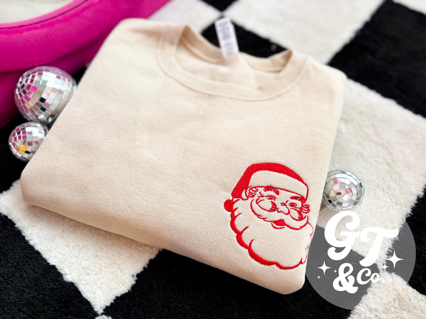 Retro Santa Embroidered Crewneck