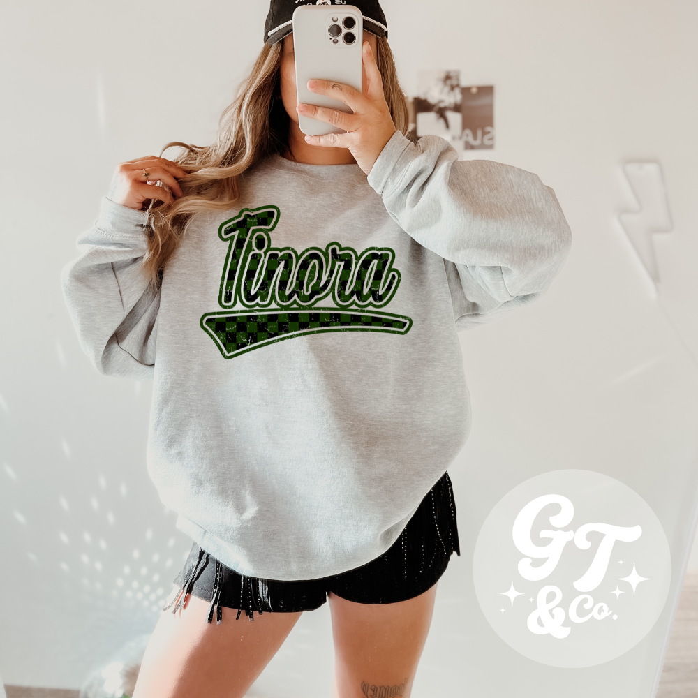 School Checkered Crewneck