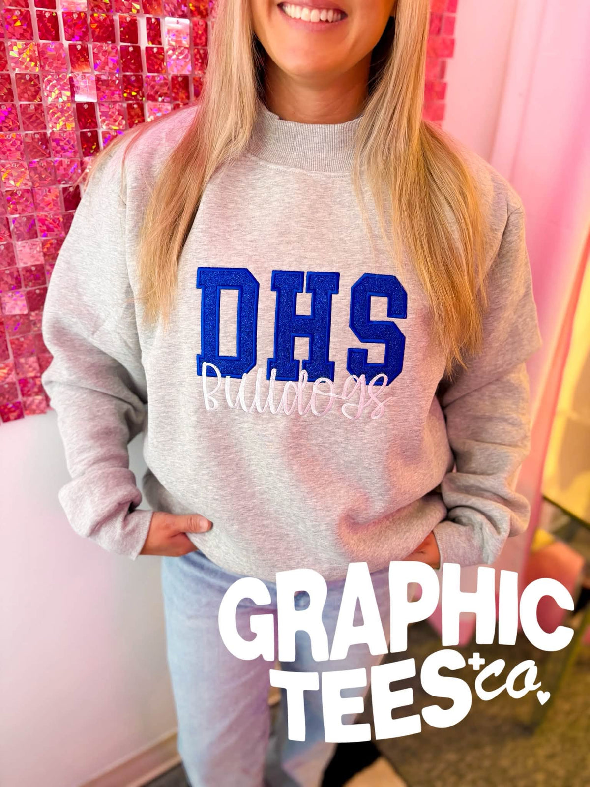 DHS Glitter Mockneck Embroidered Sweatshirt