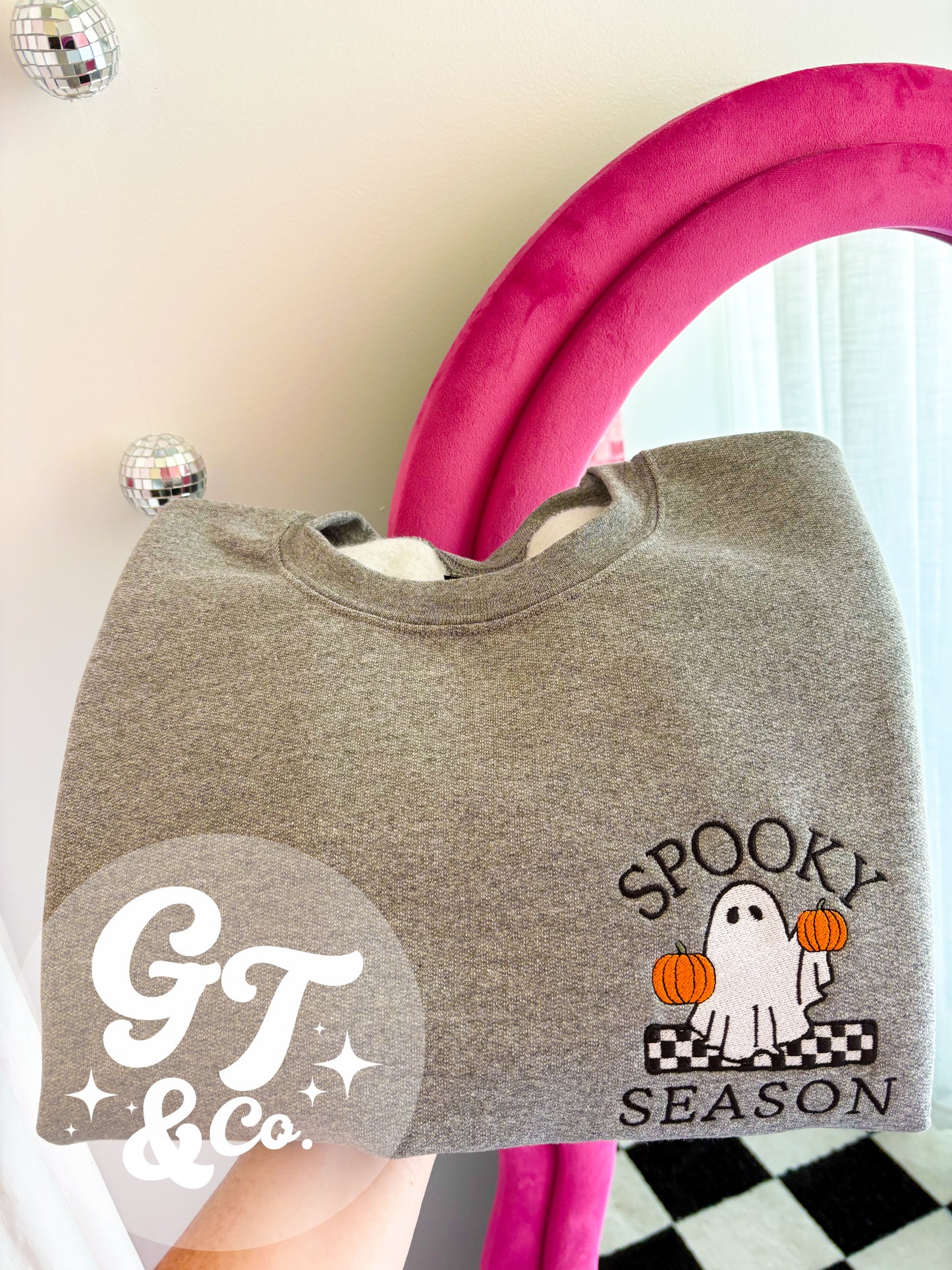 Spooky Season Embroidered Ghost Crewneck