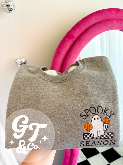 Spooky Season Embroidered Ghost Crewneck