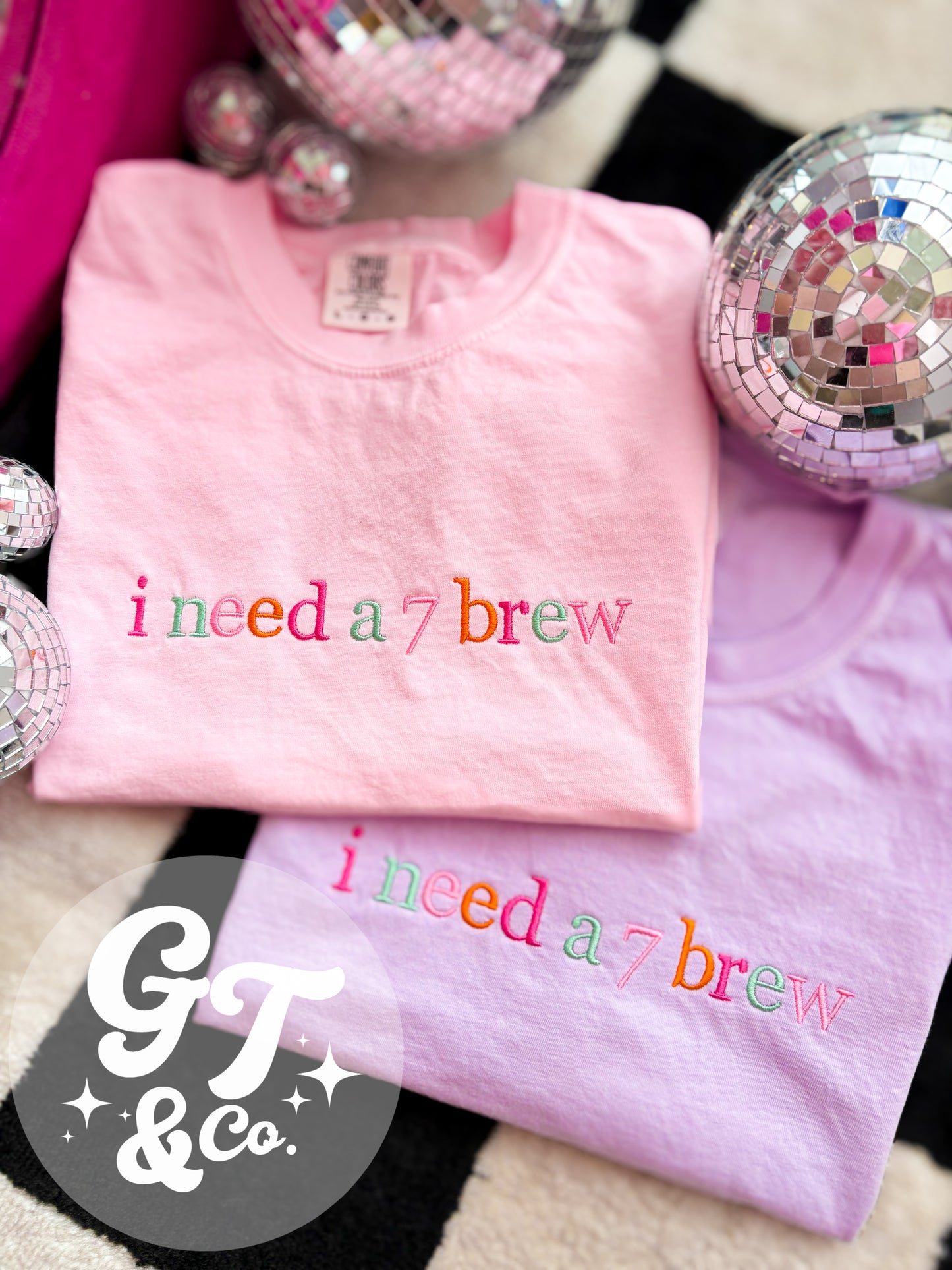 Custom Saying Rainbow Embroidered Tee