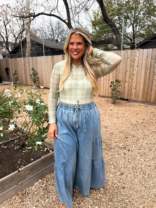 Plaid Summer Mesh Top