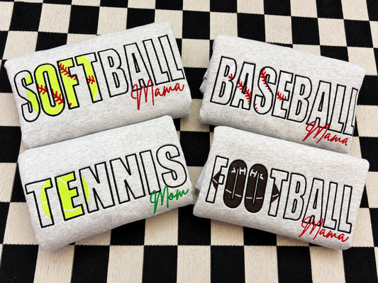 Sports Mama Embroidered Crewneck