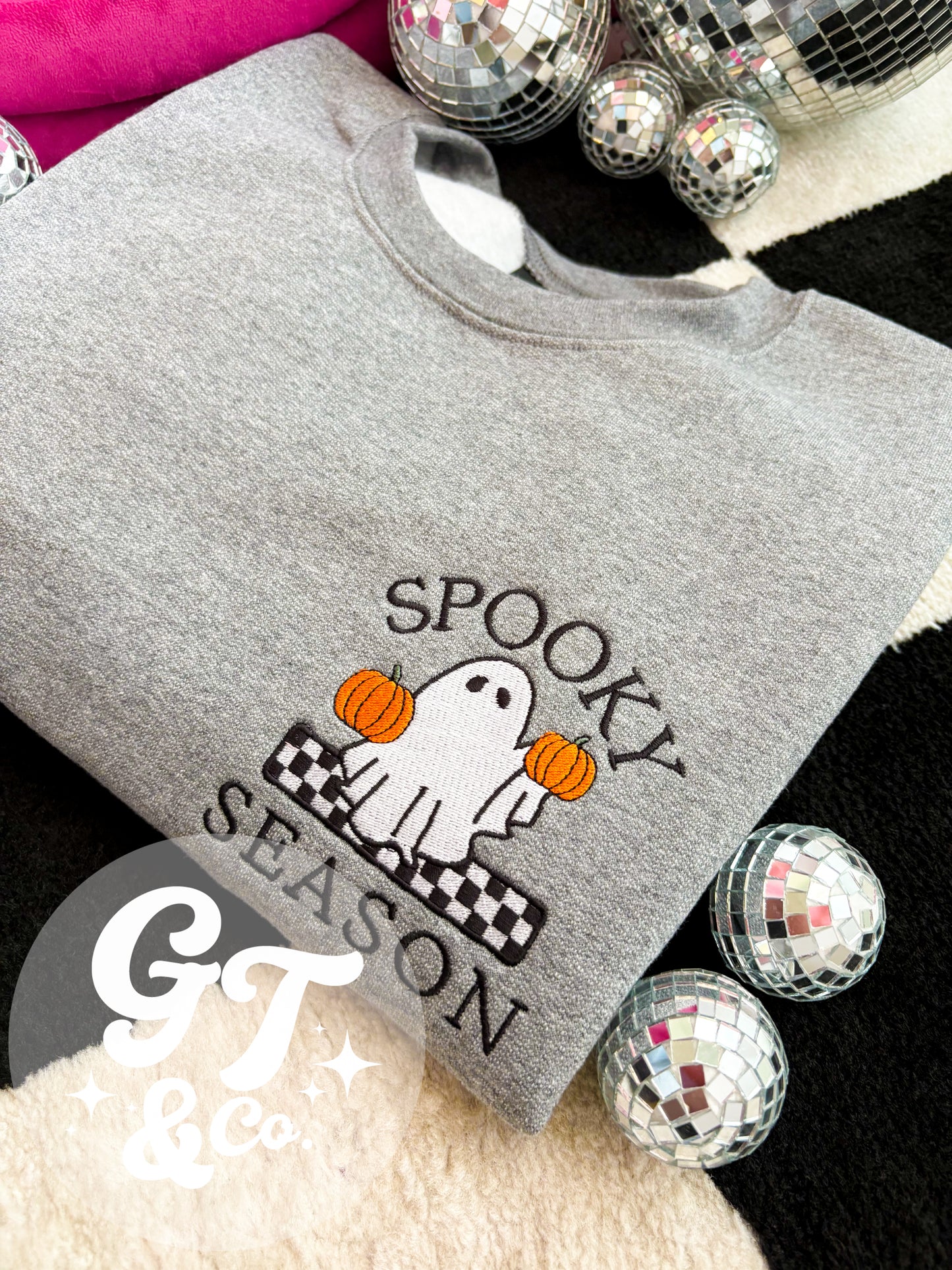 Spooky Season Embroidered Ghost Crewneck