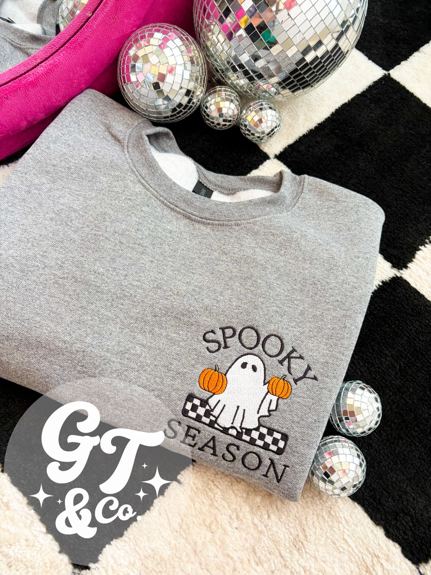 Spooky Season Embroidered Ghost Crewneck