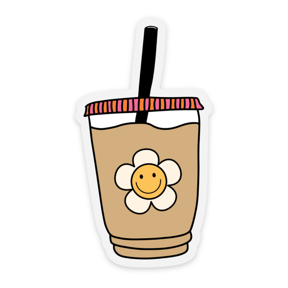 Happy Iced Coffee Vinyl Sticker *CLEAR*