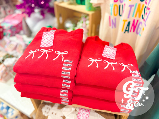 Dainty Bow Embroidered Crewneck