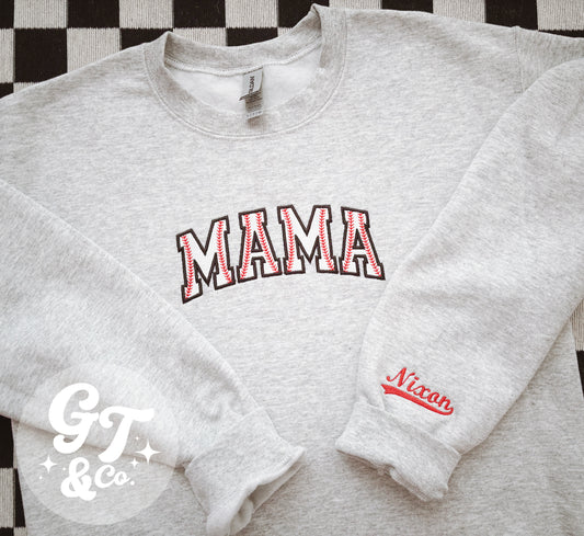 Custom Glitter Baseball Mama Embroidered Crewneck *MADE TO ORDER 10-15 BIZ DAYS*