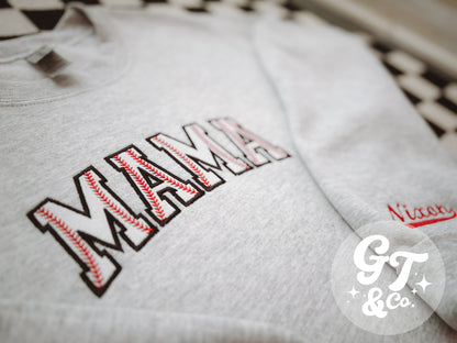 Custom Glitter Baseball Mama Embroidered Crewneck *MADE TO ORDER 10-15 BIZ DAYS*