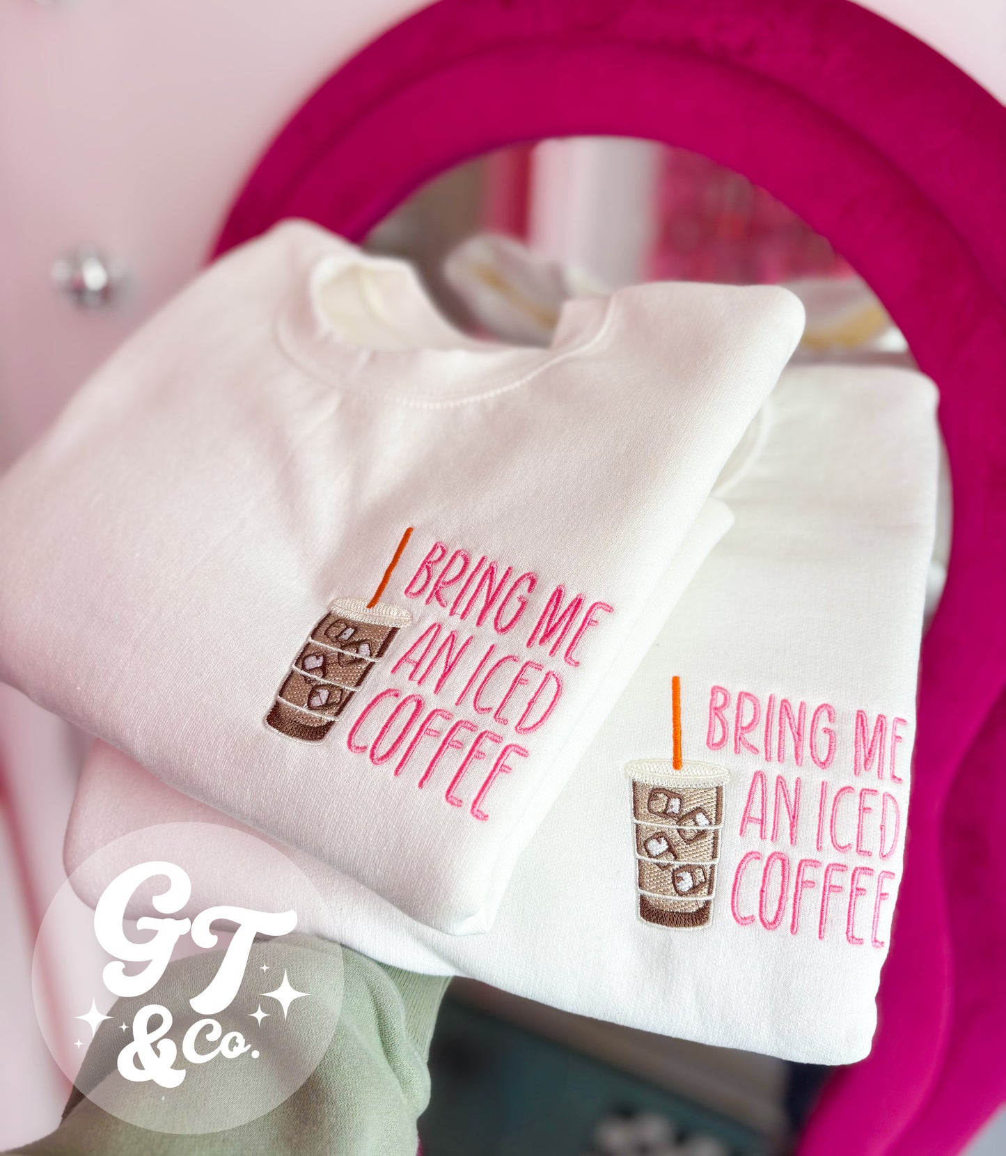 Bring Me An Iced Coffee Embroidered Crewneck *MADE TO ORDER 10-15 BIZ DAYS*