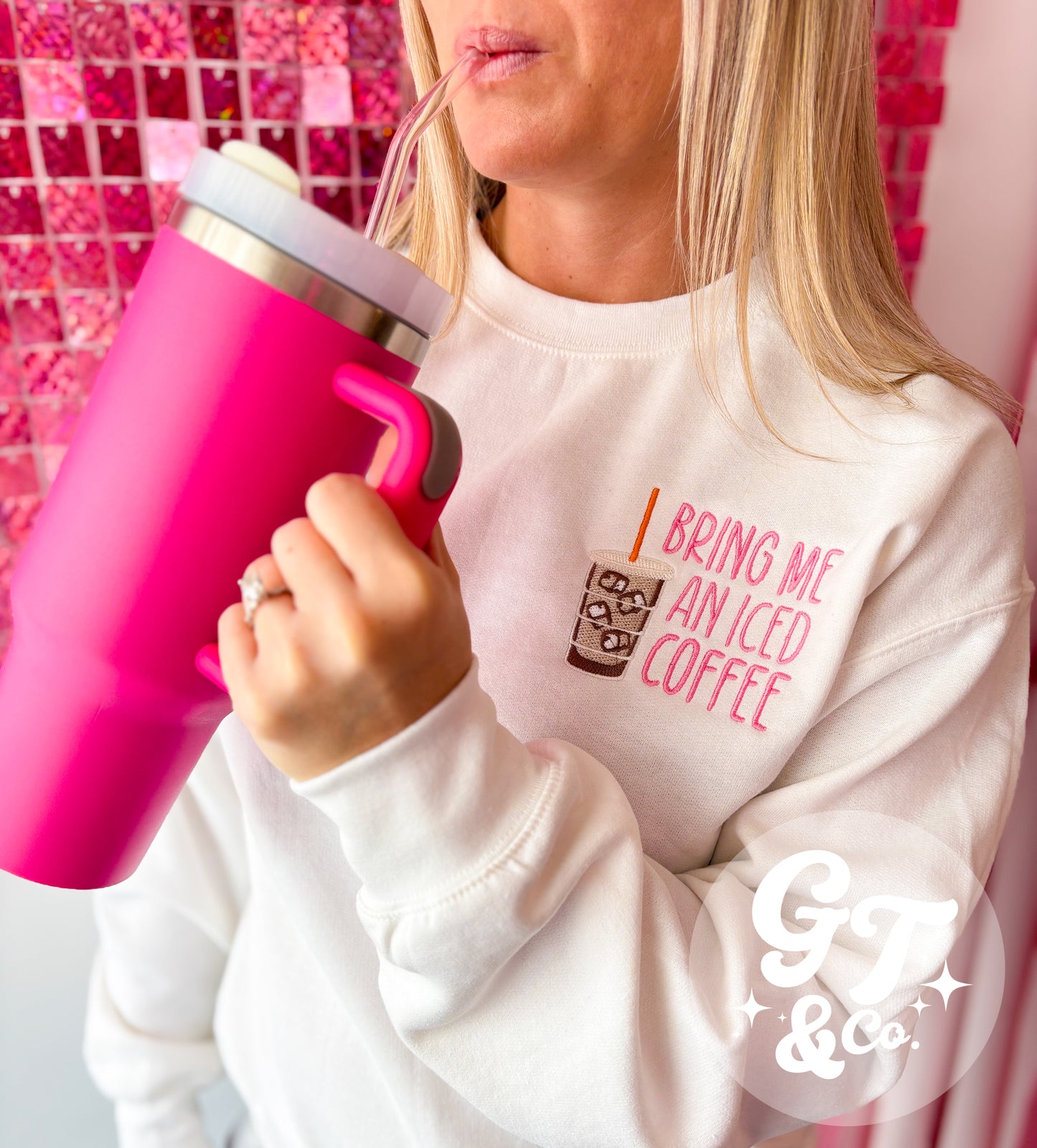 Bring Me An Iced Coffee Embroidered Crewneck *MADE TO ORDER 10-15 BIZ DAYS*