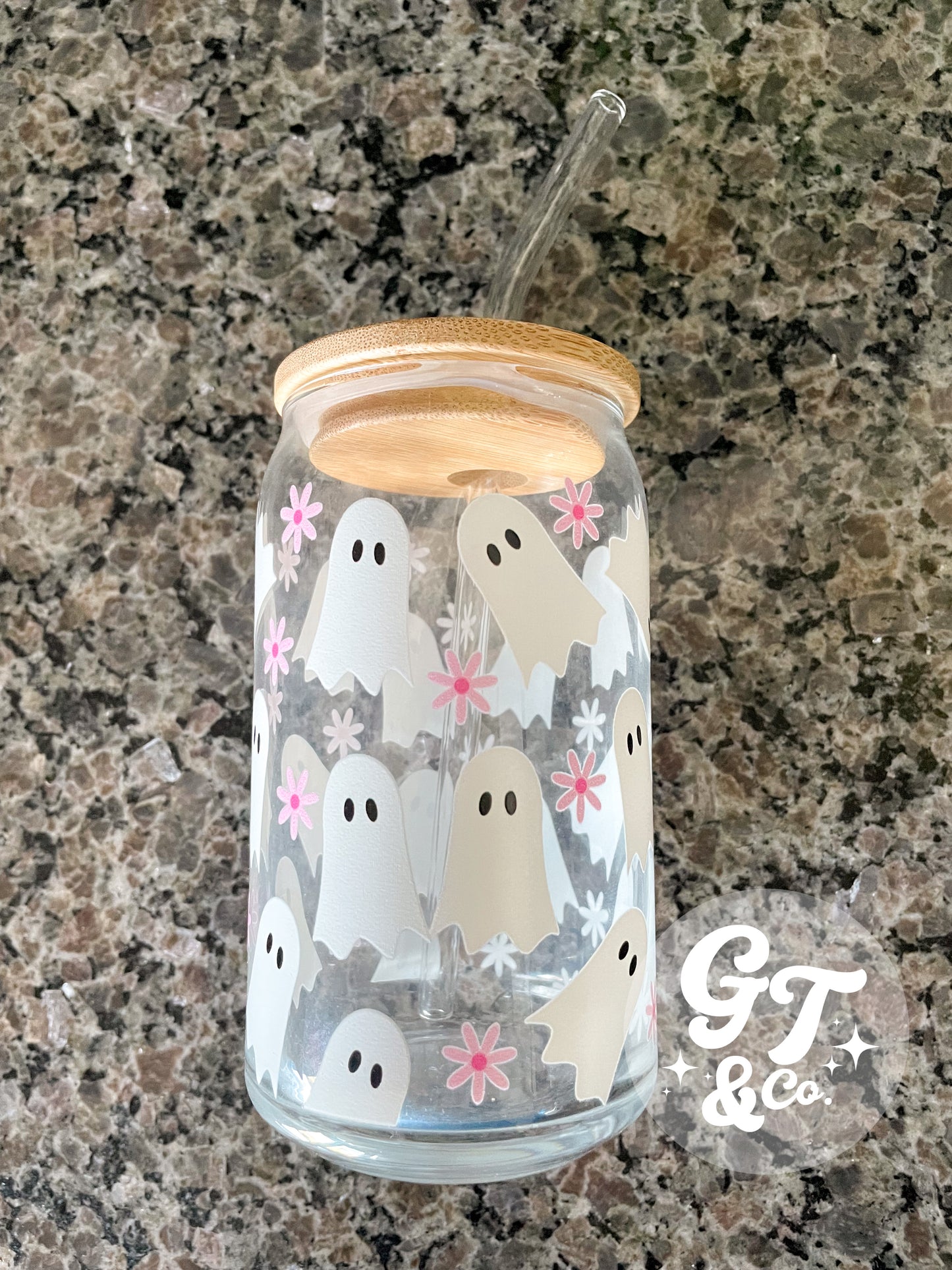 Daisy Ghost 16oz Glass Can Cup *DISHWASHER SAFE*