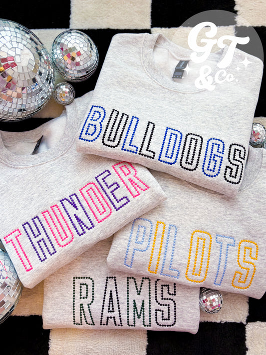 Polka Dot Embroidered Mascot Crewneck