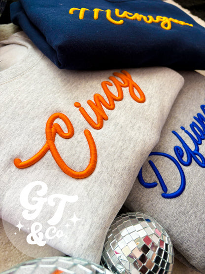 Custom 3D Puff Embroidered Crewneck