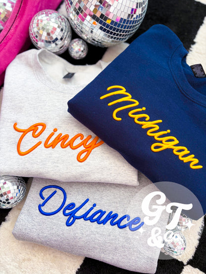 Custom 3D Puff Embroidered Crewneck