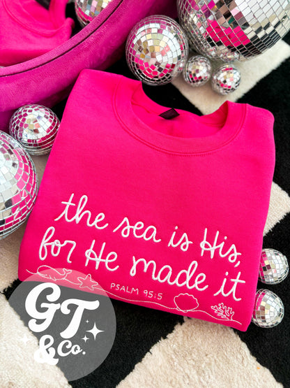 The Sea Is His Embroidered Crewneck